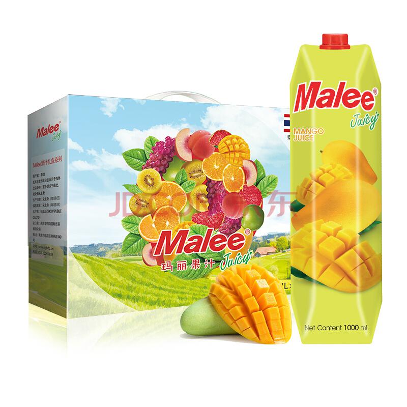 泰国进口玛丽（Malee）芒果汁饮料1L*4瓶整箱49.8元