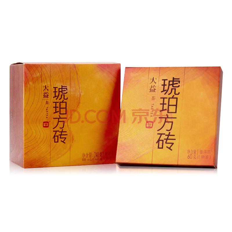 【京东超市】大益 茶叶 普洱茶 熟茶 琥珀方砖（60g/片*4）240g