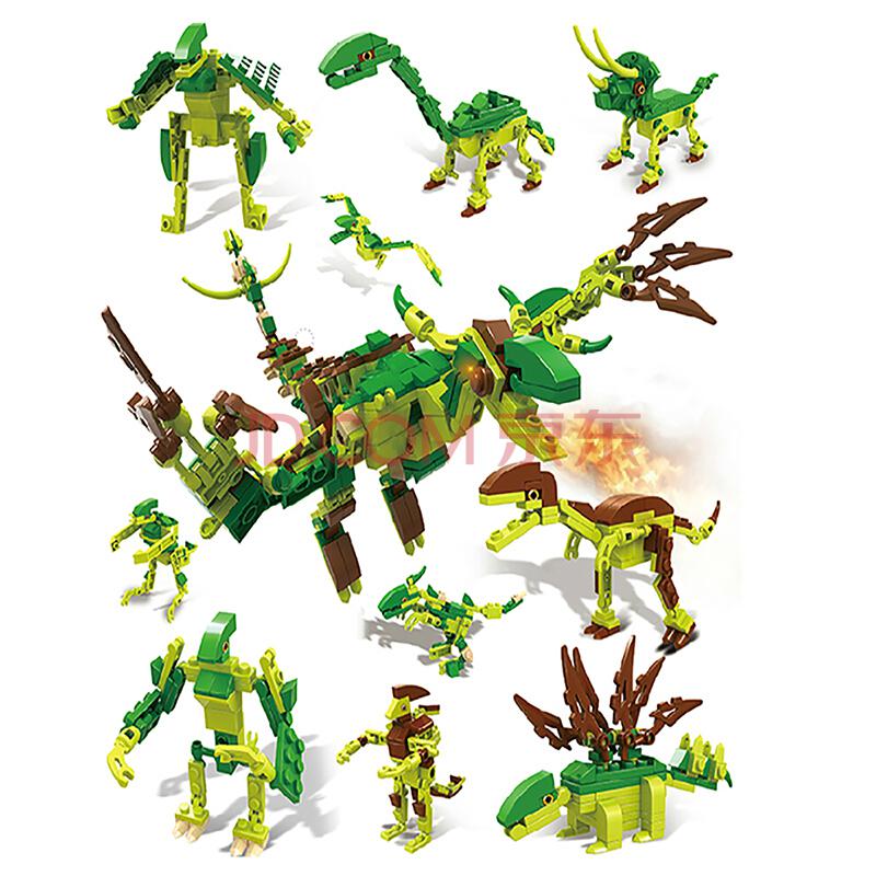 积高（COGO）儿童益智玩具侏罗纪公园恐龙积木八合一（3变1共25款造型）471块1300819.9元