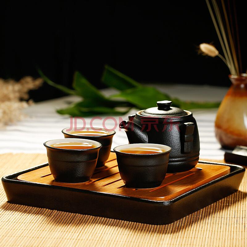 金镶玉功夫茶具四方和气旅行套组陶瓷茶盘茶壶茶杯整套99元
