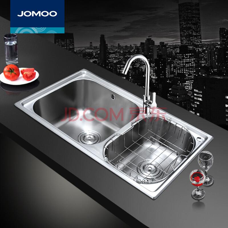 九牧JOMOO厨房304不锈钢水槽洗菜洗碗双槽龙头套餐02094 02094双槽