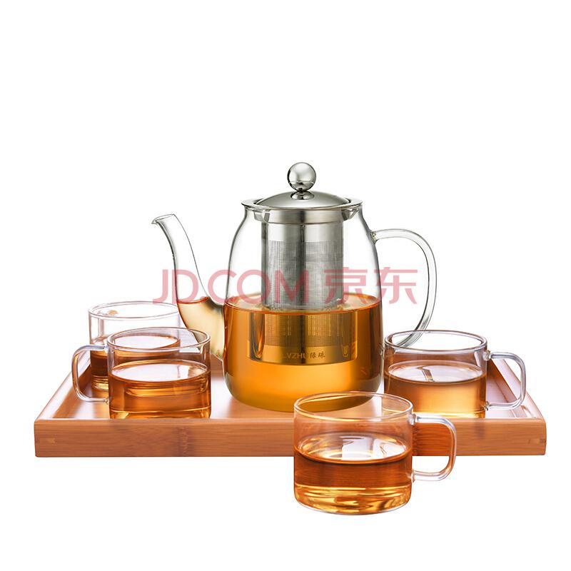 绿珠lvzhu850ml玻璃茶具整套一壶四杯一茶盘泡茶壶煮茶器加厚耐热耐高温烧水过滤茶壶办公功夫茶杯Q72595元