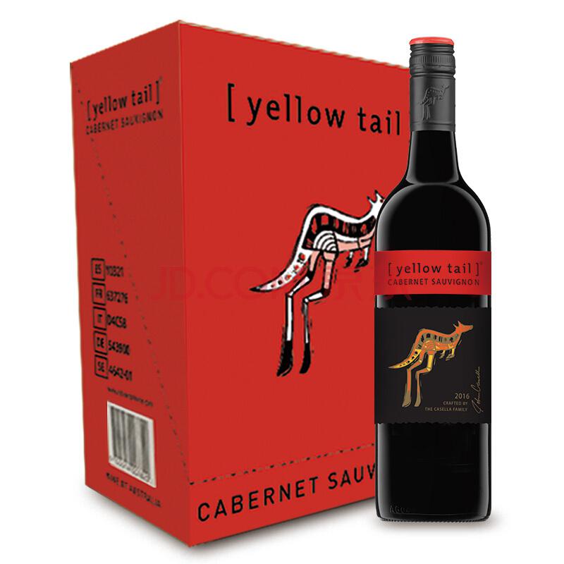 澳大利亚进口红酒黄尾袋鼠（YellowTail）加本力苏维翁红葡萄酒750ml*6瓶整箱装447元（，合149元/件）