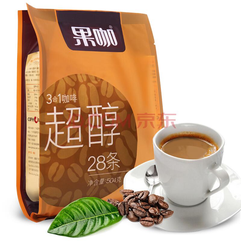 【京东超市】泰国进口 果咖（FRUTTEE）超醇咖啡三合一速溶咖啡 504克（18g*28条） *4件