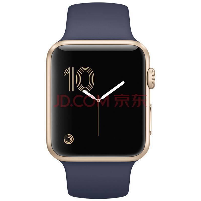 Apple Watch Series 1 智能手表（42mm 金色铝金属表壳搭配午夜蓝色运动型表带 MQ122CH/A）