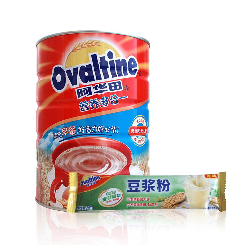 阿华田 Ovaltine 冲饮早餐粉超值促销装980g（营养多合一麦芽蛋白型固体饮料800g+豆浆粉30g*6条） *2件79.9元（合39.95元/件）