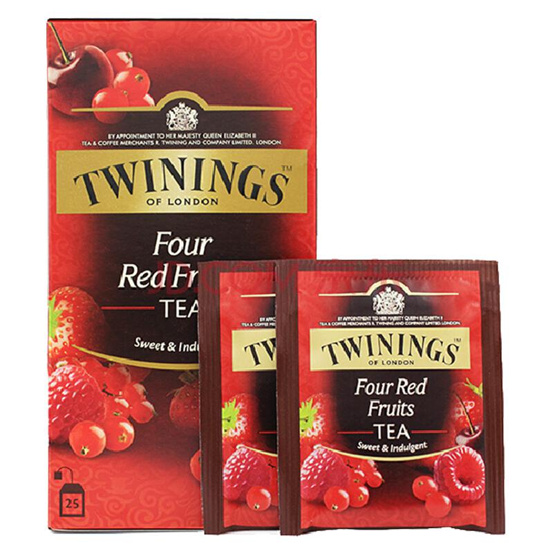 英国川宁(TWININGS) 四红果果香红茶25包*2g 波兰进口茶叶袋泡茶包 *5件99.5元（合19.9元/件）