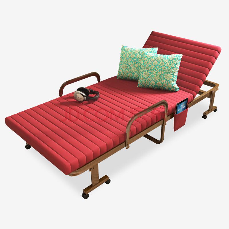 美达斯 沙发床 简约折叠床午休床 办公室午睡床陪护床躺椅80cm 酒红色