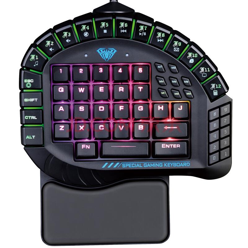 AULA 狼蛛 掌控者 自定义RGB 单手机械键盘 青轴