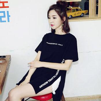 韩都衣舍 2018夏装新款女装韩版字母印花T恤