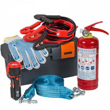 沿途汽车应急救援工具箱（灭火器1KG、电瓶线、安全锤、拖车绳、手套、工具箱）G-58098元（合49元/件）