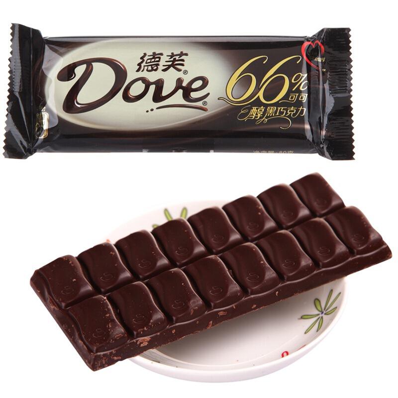 德芙Dove醇黑巧克力66%糖果巧克力80g排块装33.6元（合11.2元/件）