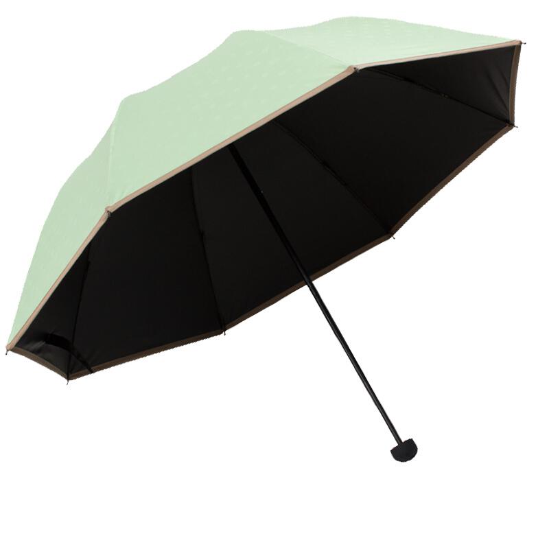 天堂伞 UPF50+黑胶丝印点花三折蘑菇晴雨伞*2件