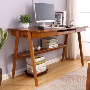 一米色彩 日式小户型实木书桌升级款胡桃 色1.4米/桌+椅