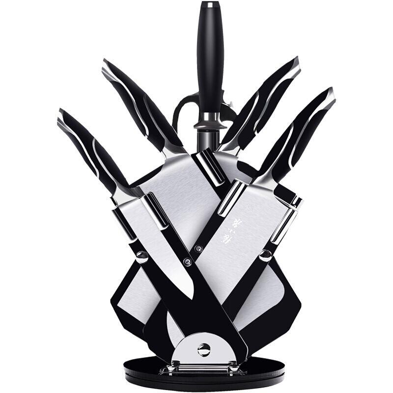 张小泉黑旋风系列不锈钢刀具七件套装家用厨房菜刀W70073000