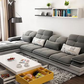 A家家具 可拆洗布艺沙发组合 (灰色 三人位+左贵妃位)
